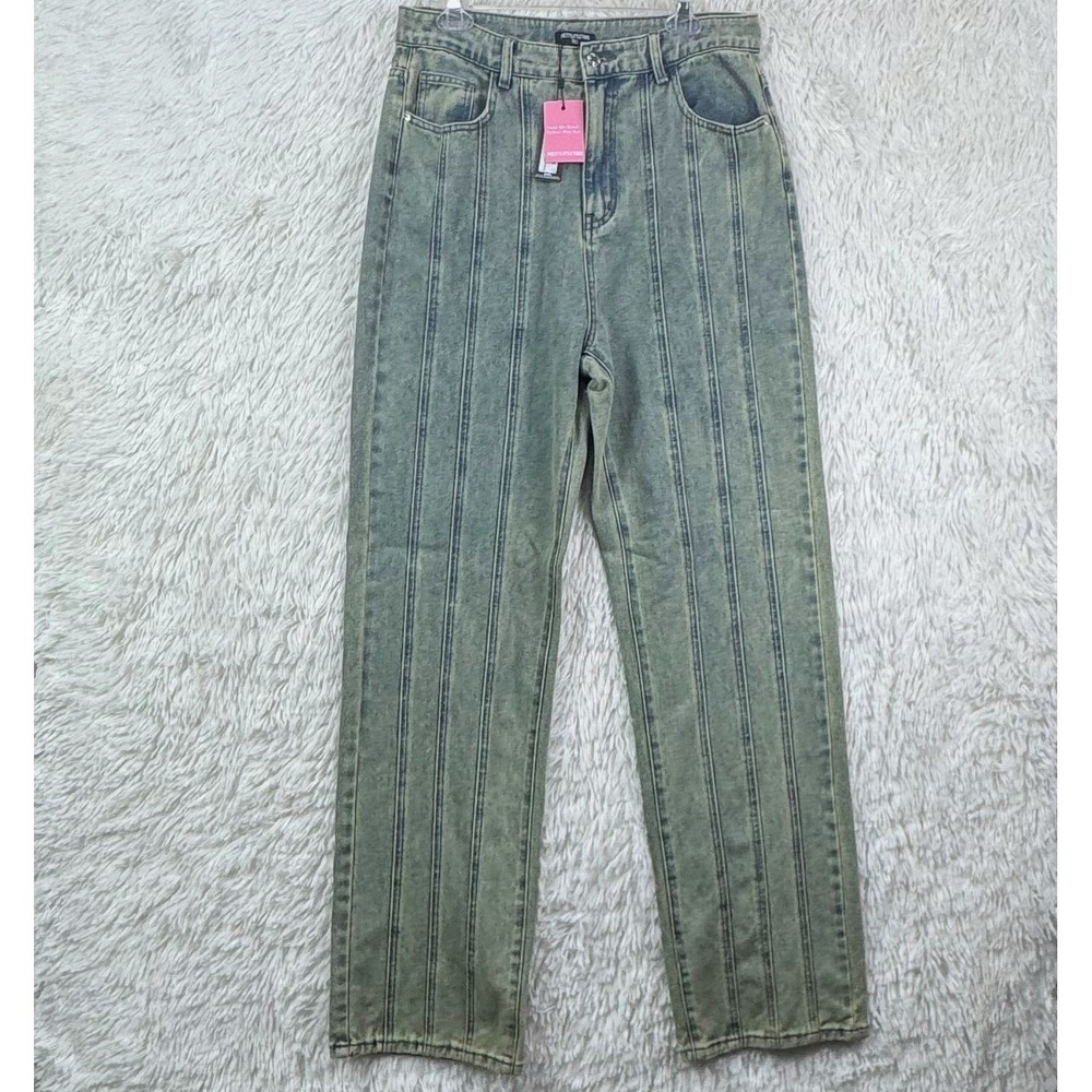 PrettyLittleThing Tall Vintage Wash Panel Seam Straight Leg Jeans Size 8 NWT